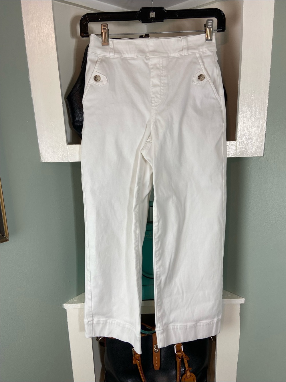 SPANX White Cropped Wide-Leg Trousers with Flap Pockets - Picture 4 of 13